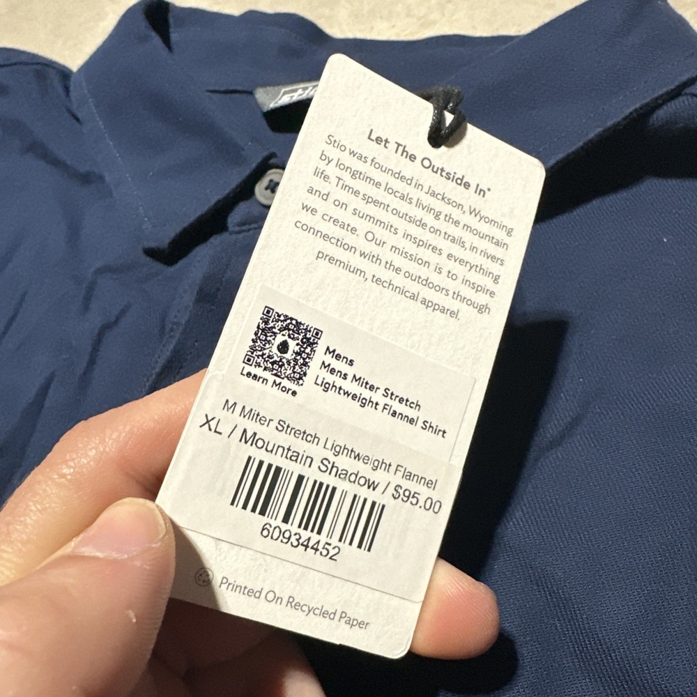 $95 Stio Miter Stretch Lightweight Flannel Shirt - Men's SZ XL NWT Blue - Picture 4 of 11